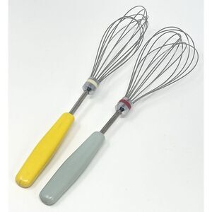 Dr Oetker Germany Vintage Retro Melamine Whisks Set Of 2 Yellow Blue 11.5”
